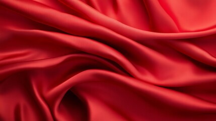 Obraz premium Elegant Red Satin Fabric Texture with Smooth, Flowing Drapery