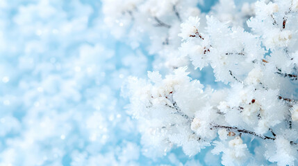 Frosty winter branches, snowy background, winter wonderland scene, holiday card