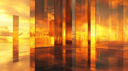 sunset in the city