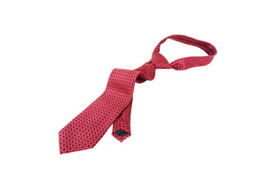 Luxury red men's necktie isolated on white background.