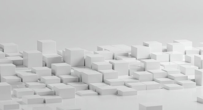 Fototapeta white cube boxes blocks background with copy space white cube boxes blocks background with copy space ,illustration, concept, perspective, technology, building, construction, structure, group,