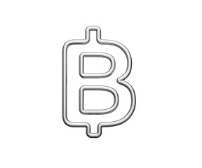 Thailand Baht Currency Symbol Made Of Silver Metal Gleam With Smooth Curves 3D Illustration