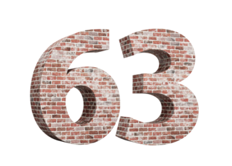 Number Sixty Three 63 Digit Made Of Old Grunge Texture Wall Of Bricks 3D Illustration