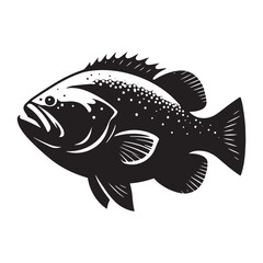 Timeless Grouper silhouette, a marine icon in simple design - Grouper illustration - Minimalist Grouper vector - Fish silhouette
