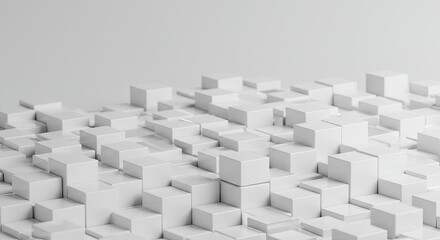 Fototapeta premium white cube boxes blocks background with copy space ,illustration, concept, perspective, technology, building, construction, structure, group,
