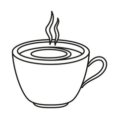 cup with hot drink and steam in contour