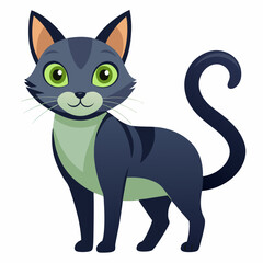 black cat with a green eyes