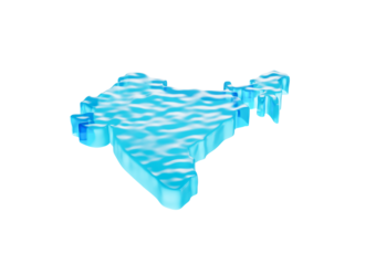 Water Ice Map Of India Global Warming Melting Glacier In Deep Ocean Blue Water 3d Illustration