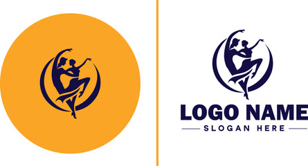 Salsa Dance Studio icon Latin dance academy Salsa school Tropical dance studio flat logo sign symbol editable vector