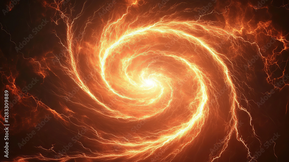 Poster realistic set of abstract energy spin effect isolated on dark transparent background. vector illustr