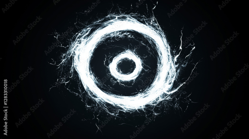 Poster realistic set of abstract energy spin effect isolated on dark transparent background. vector illustr