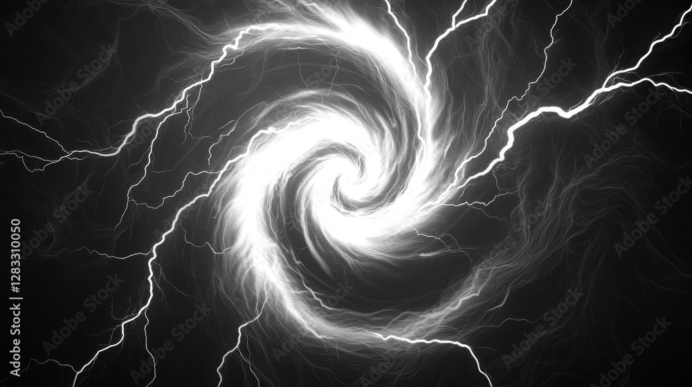 Poster realistic set of abstract energy spin effect isolated on dark transparent background. vector illustr