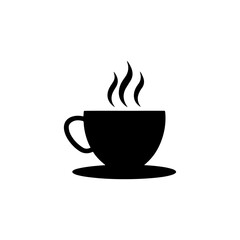 Black Hot coffee cup silhouette vector illustration on white background