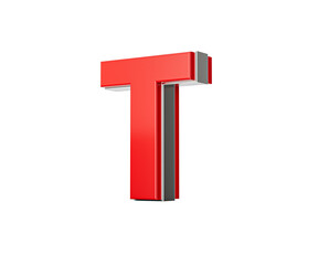 Vibrant Red Capital Letter T Gleams With Its Sleek Design Bold Font With Sharp Edges 3D Illustration