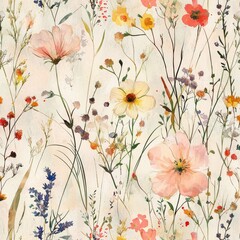 Floral Symphony: A breathtaking close-up of a vibrant flower field, bursting with an array of colorful wildflowers, evokes a sense of serenity and natural elegance.