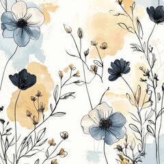Artistic Floral Watercolor: Delicate watercolor floral arrangement with soft, pastel hues, evokes a sense of natural beauty and artistic finesse.