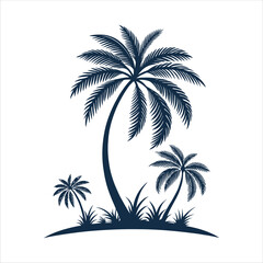 Obraz premium create a coconout tree silhouette vector icon desing with a white background