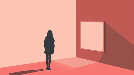 Obraz premium Back View of a Solitary Woman in Vector Illustration
