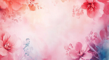 Obraz premium romantic flowers mockup, soft colorful watercolor mother's day background, copy space available. Soft colors, template for mother’s day card.