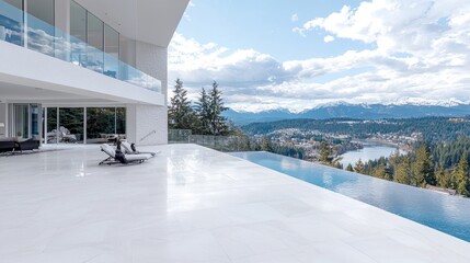 Modern home infinity pool mountain view luxury real estate