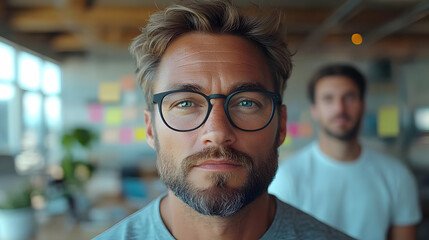 Obraz premium Two Businessmen In Modern Office Portrait