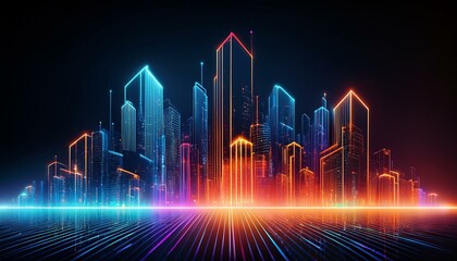 Naklejka premium Abstract light structures define the future city. 