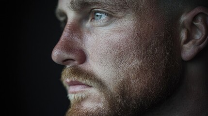 Obraz premium Close-up portrait of man profile view