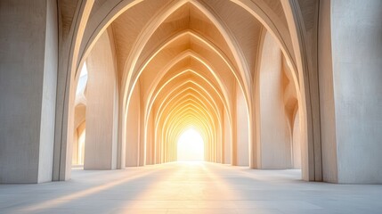 Obraz premium Majestic Hallway with Elegant Arches and Soft Light Entryway