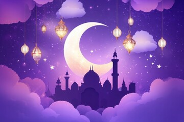 This image features a purple background with a crescent moon and stars.