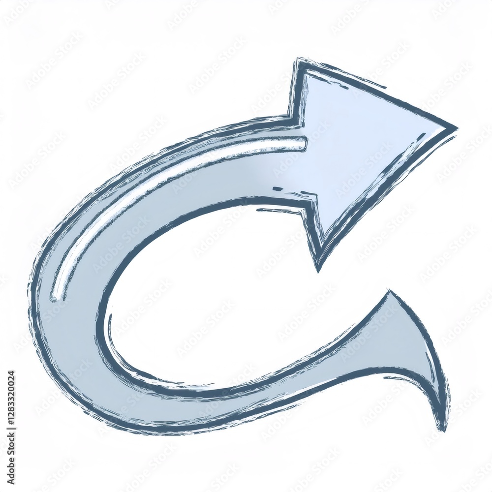 Aufkleber circular right facing arrow symbolizing repetition, cycling, rotation, reload, refresh, recurring pr