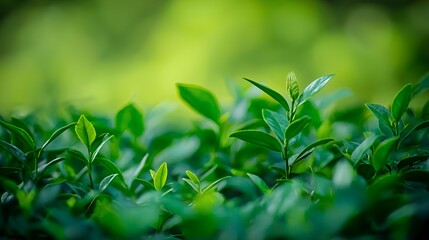 Obraz premium Closeup of Vibrant Green Leaves in Lush Natural Setting