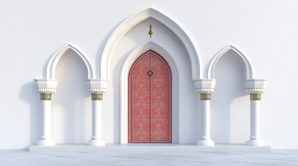 Arab door arches different shapes for mosque, islamic and oriental architecture. Vector realistic set of traditional arabic doorway frames in white wall with transparent background