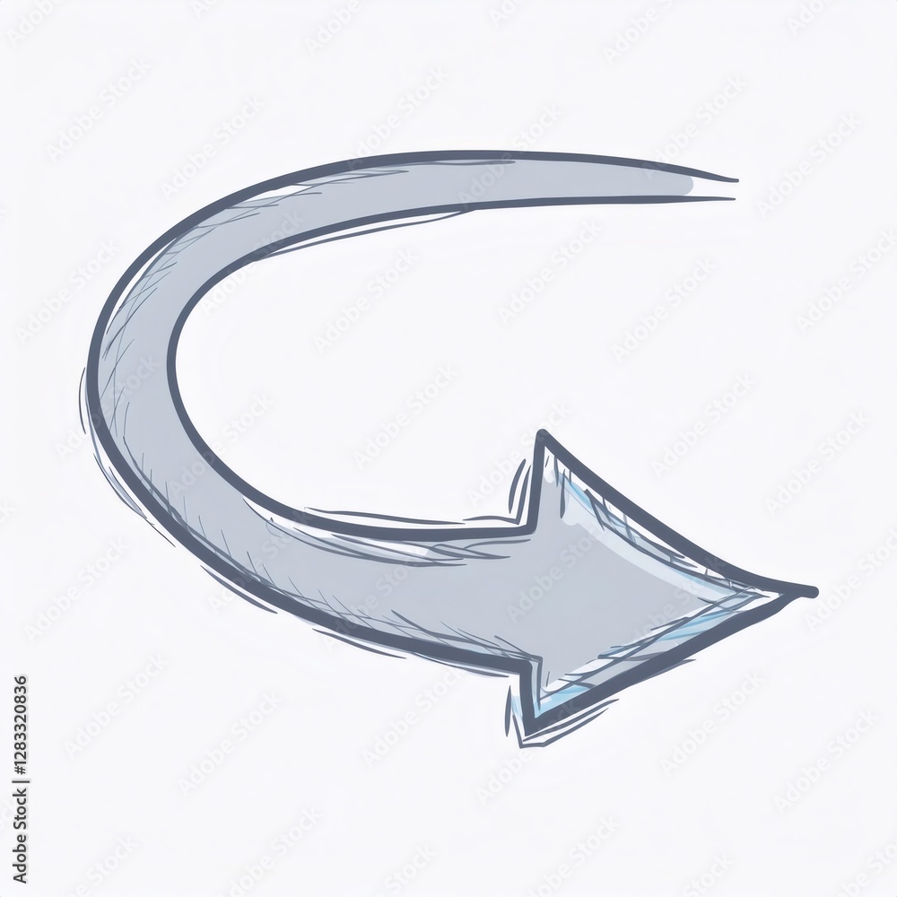Poster sketchy circular arrow pointing to the right, symbolizing refresh, reload, or a circular process