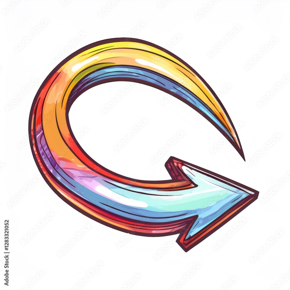 Aufkleber hand drawn colorful curved arrow forming a continuous loop, symbolizing a cyclical process or infini