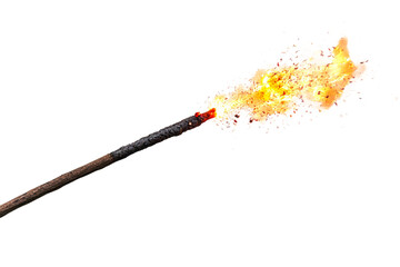 Fire stick emitting bright sparks and flames