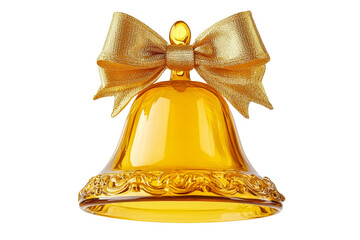 Festive golden bell with shiny ribbon