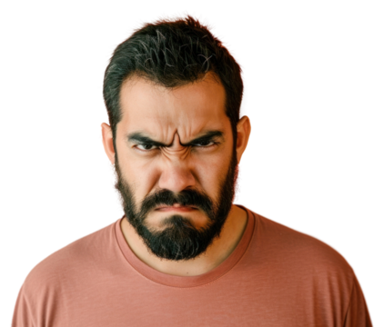 PNG  Latino man angry face portrait photography beard. - Powered by Adobe