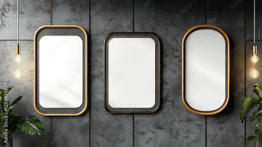 Poster mockup of signboard attached to wall at entrance of store or cafe. realistic vector set of signage w