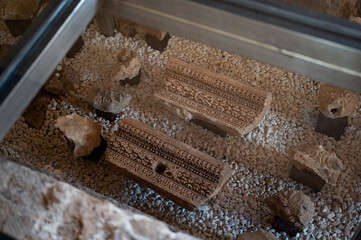 Archaeological finds, ancient architectural elements, remains of a Muslim mosque found in the...