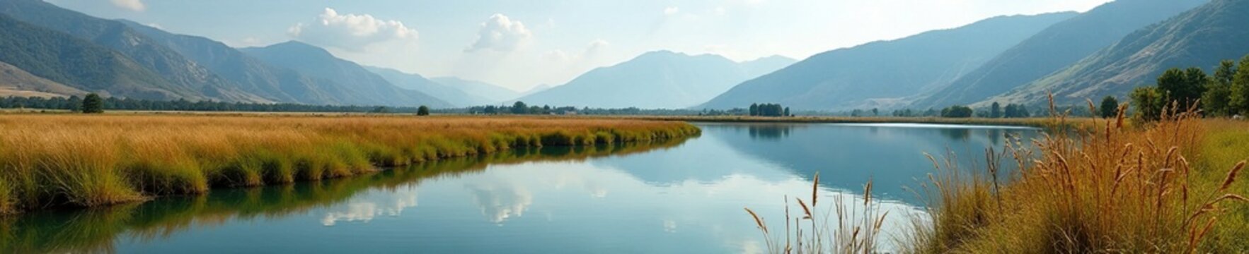 Karadag nature reserve with lake and reed plants, wildlife, karadag