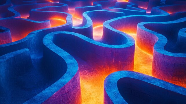 neon maze design: vibrant abstract shapes for creative projects