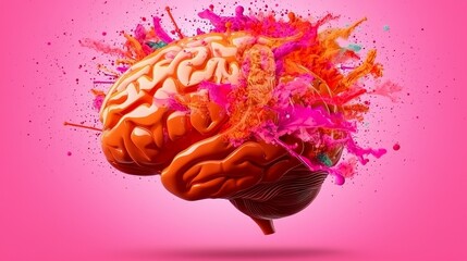 Explosive brain art abstract gallery digital artwork vibrant environment close-up creativity unleashed