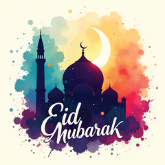 Eid Mubarak social media post and design.
