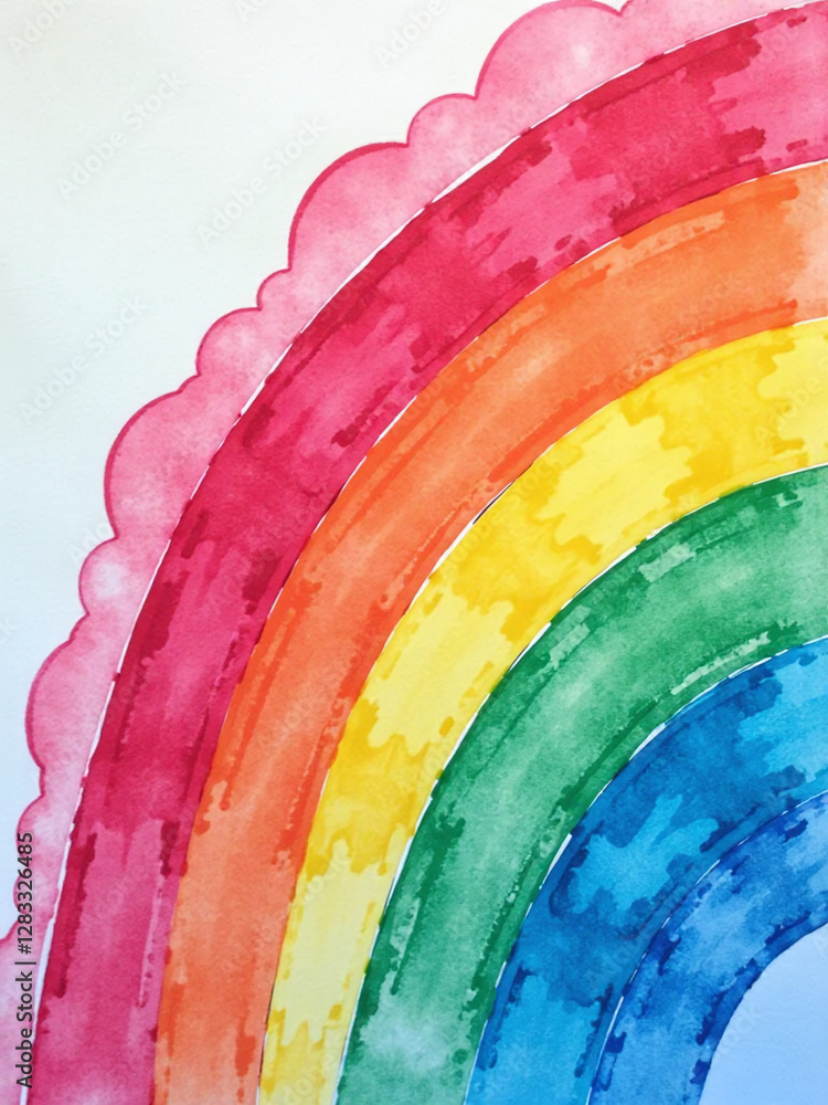 Poster a vibrant watercolor background featuring a colorful rainbow design adding visual interest to art pr