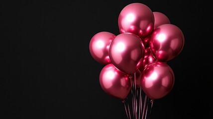 Pink balloons are hanging from the ceiling