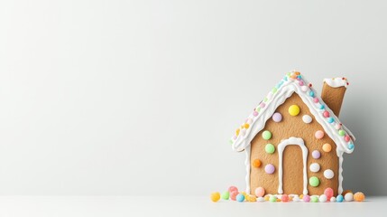 Delicious Gingerbread House Decorated with Colorful Candies and Icing