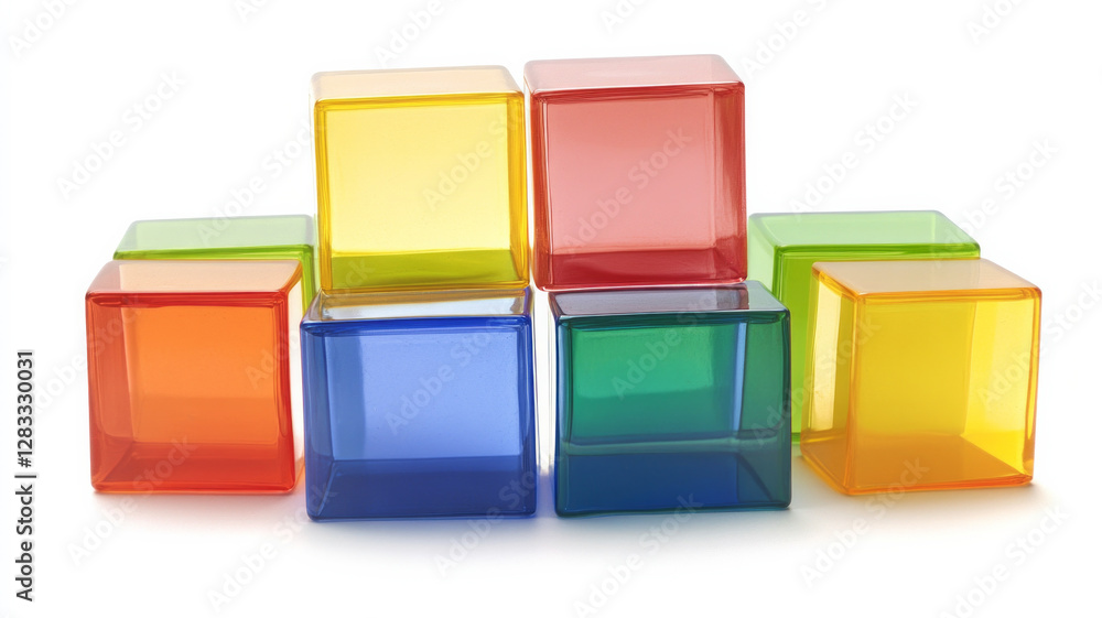Poster a row of colorful blocks with one of them being yellow