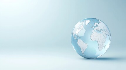Fototapeta premium 3D Globe with Light Blue Background Highlighting Continents and Oceans