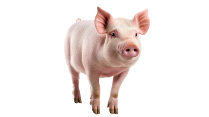Curious pig on white background