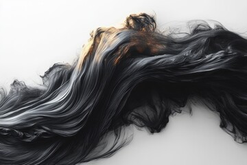 Black ink strokes create abstract art on a clean white background showcasing fluid movement